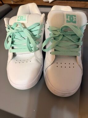 DC White Sneakers with Mint Laces